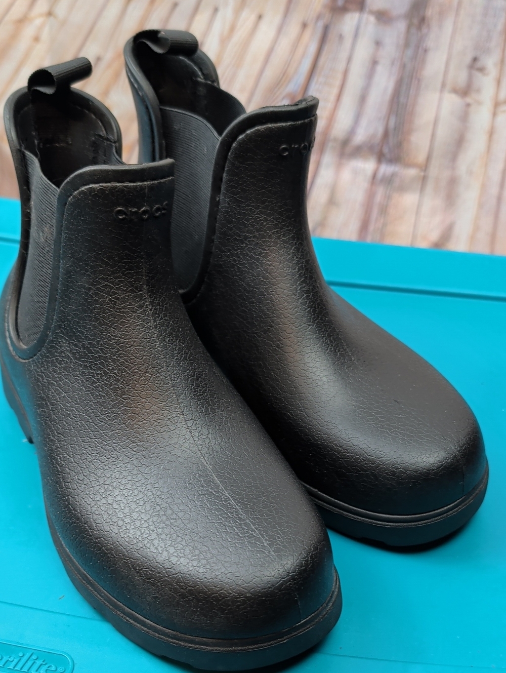 Crocs Women's Black Chelsea Rain Boots Size 8 New